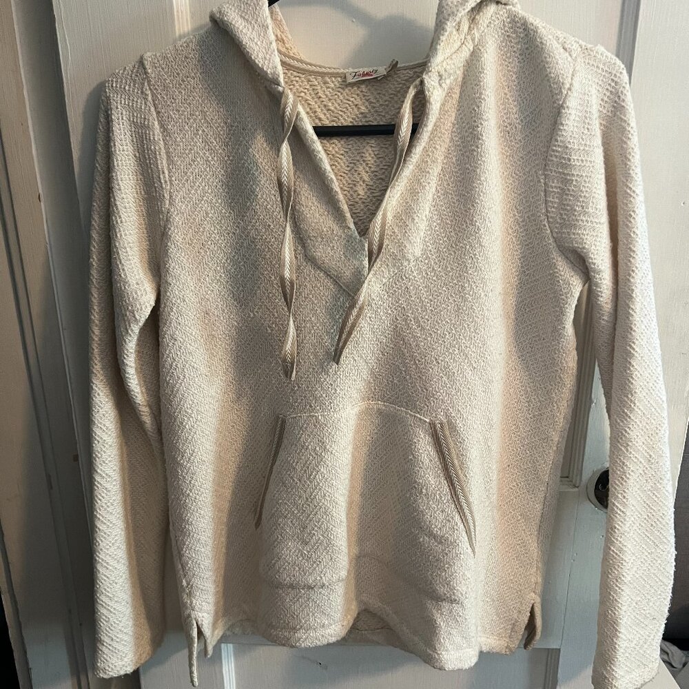 Faherty Woven Poncho in Cream
